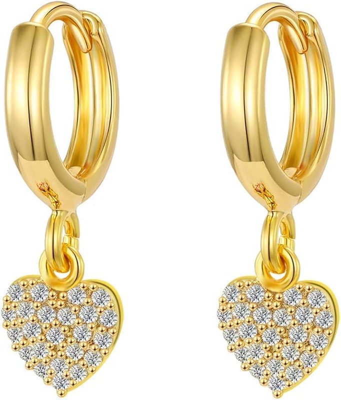 XYJZXY Gold Huggie Small Hoop Earrings with Charm Personalized Snake/Evil Eye/Star/Cross/Lock/Key 18k Gold Plated Crystal Drop Dangle Earrings for Women