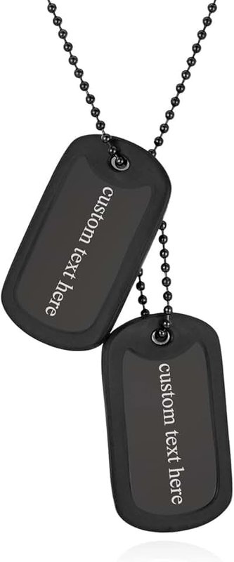 JewelryWe Men's Dog Tag Necklace with Free Engraving, High Polished Stainless Steel Tag Plates Pendant with 60cm Chain, for Fathers Day