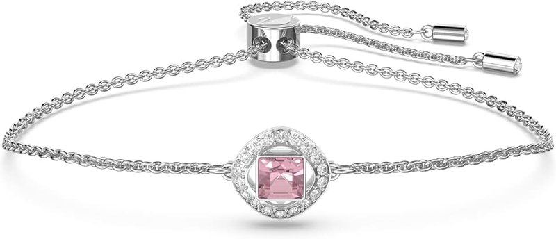 Swarovski Amazon Exclusive Una Angelic Bracelet Collection, Square Cut, Blue, Pink or White Crystals in a Rhodium Plated Setting