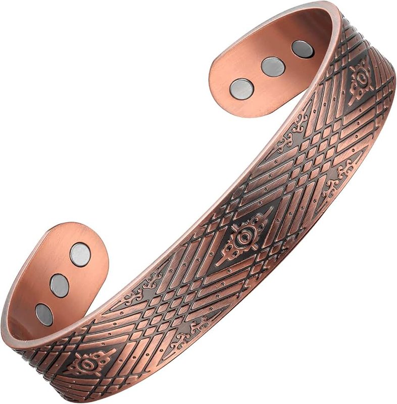 MagEnergy Copper Magnetic Bracelet for Men - Adjustable Bangle for Arthritis Pain Relief - Cuff Jewellery Gift