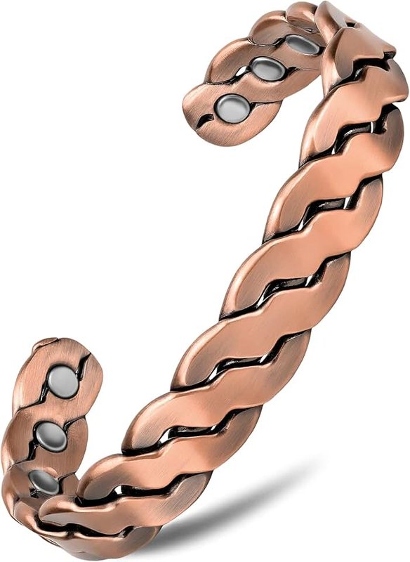 MagnetRX Copper Magnetic Bracelets – Effective Pure Copper Bracelet for Men and Women – Adjustable Cuff Bangles (Twisted Copper)