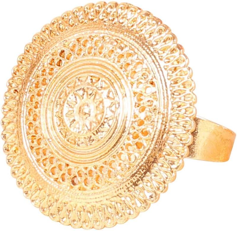 Touchstone New Indian Bollywood Pretty Royal Rajwada Floral Rich Adjustable Size Designer Wedding Jewelry Cocktail Finger Ring in Gold Tone for Women.