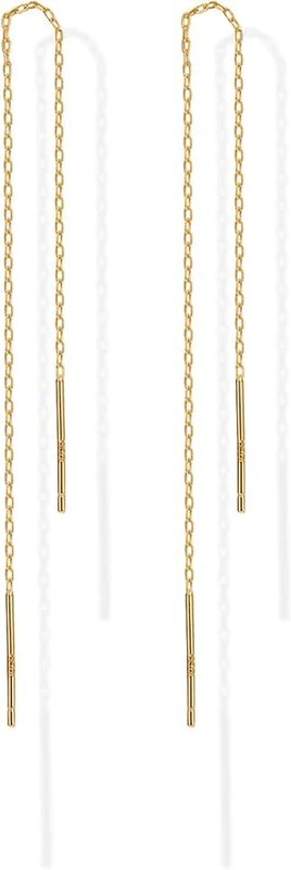 PAVOI 14K Gold Plated Sterling Silver Ball/Bar/Cuff Threader Earrings for Women in Rose Gold, White Gold and Yellow Gold