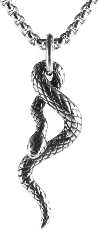 HZMAN Gothic Punk Stainless Steel Animal Snake Pendant Necklace for Men Boys Jewelry Gift