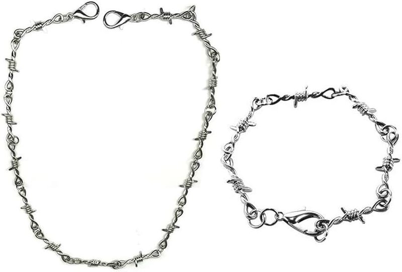 Caiyao Punk Thorns Necklace Metal Chain Safety Obtuse Padlock Flame Necklace Hiphop Rock Jewelry for Men