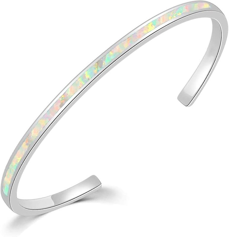 CiNily Womens Cuff Bracelet,Opal Bangle Bracelets Gold Plated Hypoallergenic Ladies Gemstone Open Cuff Bangle Bracelet