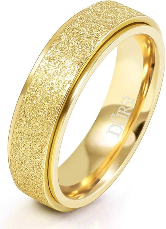 DURSI 4 Pcs Spinner Rings for Women Men Stainless Steel Worry Thumb Fidget Band Ring for Anxiety Moon Start Relieving Wedding Promise Rings Set 5 - 6MM