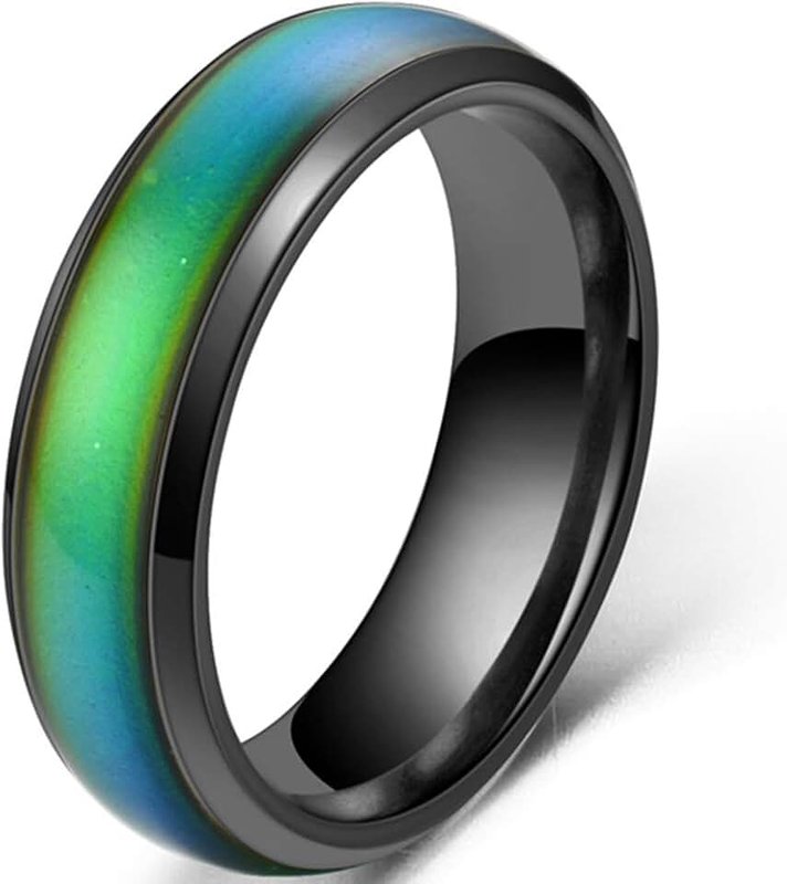 JUDE 4mm Stainless Steel Temperature Sensative Color Changing Wedding Band Mood Ring