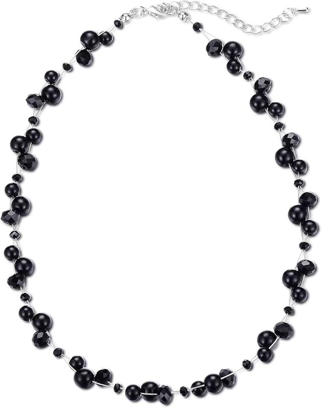 Pearl&Club Short Beaded Turquoise Necklace for Women - Fashion Jewelry with Pearl and Crystal Bead, Birthday Gifts for Women