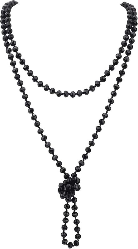Firstmeet Fashion Glass Beads Rope Knot Long Necklace for Women