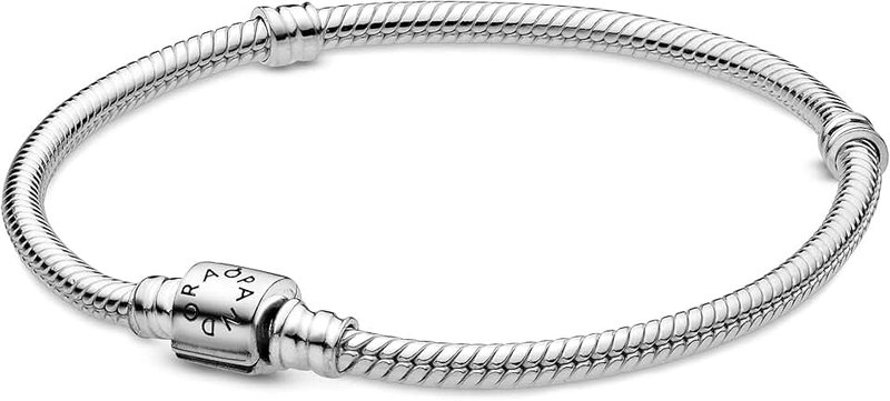 PANDORA Moments Barrel Clasp Snake Chain Charm Bracelet