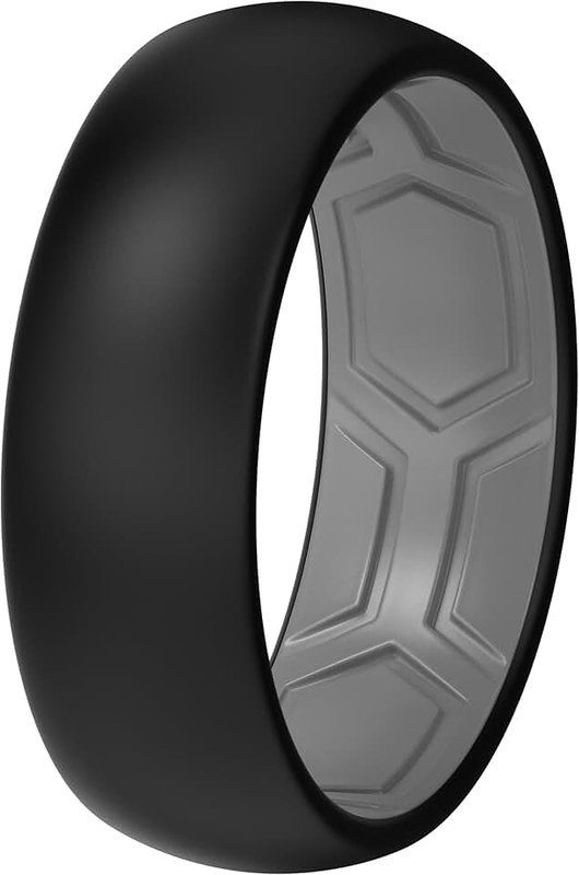 ThunderFit Men Breathable Air Grooves Silicone Wedding Ring Wedding Bands - 7 Rings / 4 Rings / 1 Ring - 8mm Width 2mm Thickness