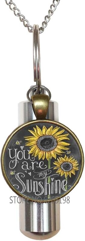 Gxoloa You are My Sunshine URN Cremation URN Necklace,Sunflower URN,Sunflower Jewelry,Minimalist Cremation URN Necklace,Dainty Cremation URN Necklace,N165, metal, stainless_steel