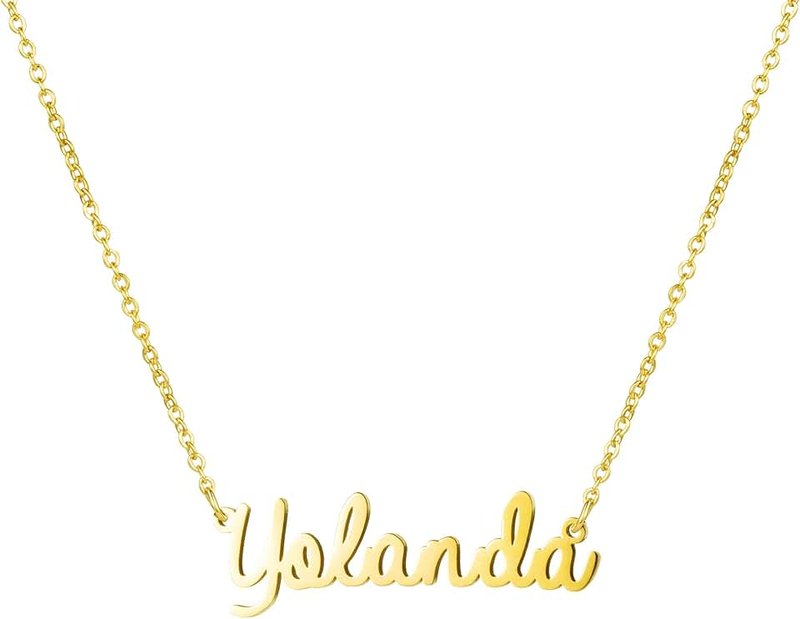 Yiyang Personalized Name Necklace 18K Gold Plated Stainless Steel Pendant Jewelry Birthday Gift for Girls