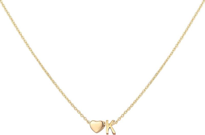 Glimmerst Glimmerst Initial Heart Necklace,18K Gold Plated Stainless Steel Tiny Heart Letter Necklace Personalized Monogram Name Necklace for Women