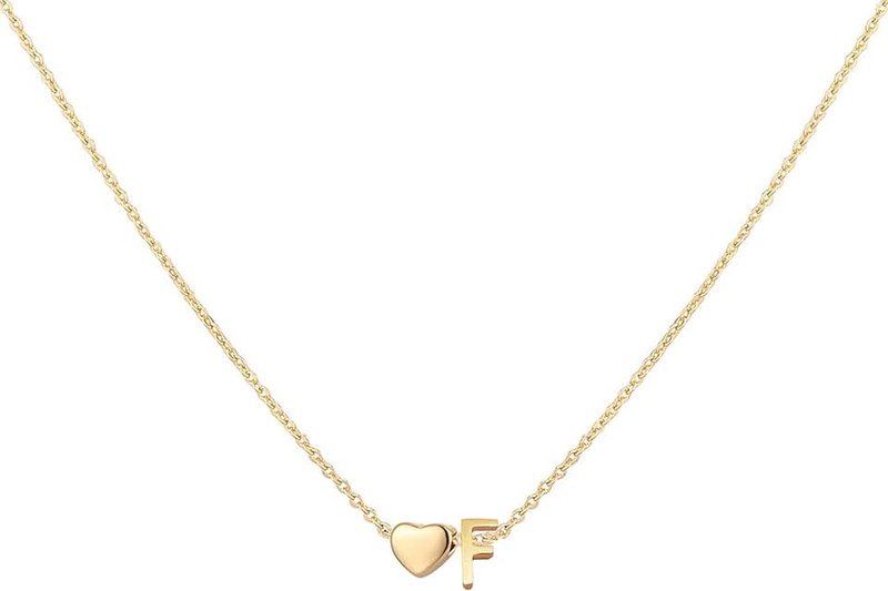 Glimmerst Glimmerst Initial Heart Necklace,18K Gold Plated Stainless Steel Tiny Heart Letter Necklace Personalized Monogram Name Necklace for Women