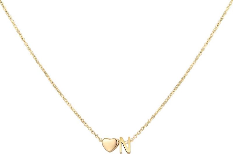 Glimmerst Glimmerst Initial Heart Necklace,18K Gold Plated Stainless Steel Tiny Heart Letter Necklace Personalized Monogram Name Necklace for Women