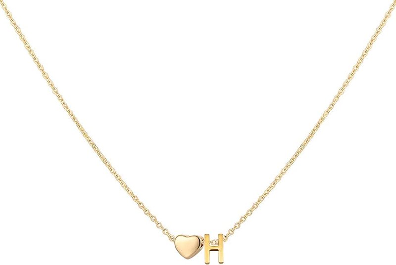 Glimmerst Glimmerst Initial Heart Necklace,18K Gold Plated Stainless Steel Tiny Heart Letter Necklace Personalized Monogram Name Necklace for Women