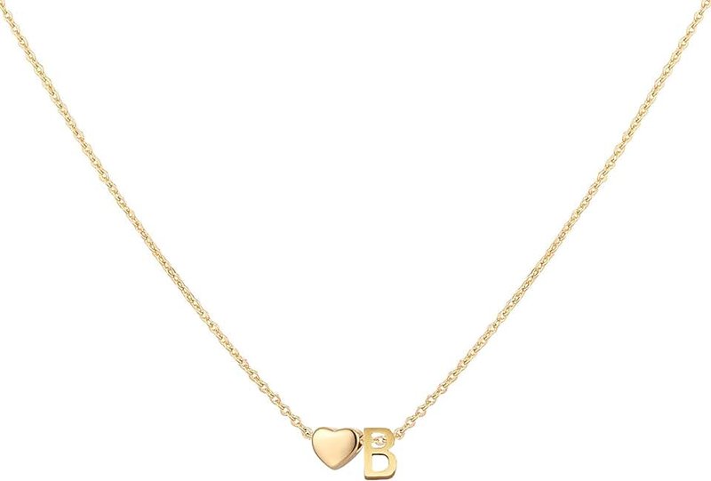 Glimmerst Glimmerst Initial Heart Necklace 18K Gold Plated Stainless Steel Tiny Heart Letter Necklace Personalized Monogram Name Necklace for Women