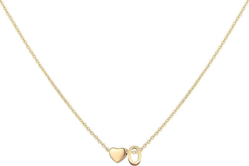 Glimmerst Glimmerst Initial Heart Necklace 18K Gold Plated Stainless Steel Tiny Heart Letter Necklace Personalized Monogram Name Necklace for Women