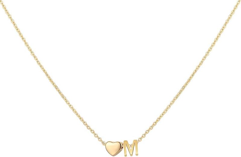 Glimmerst Glimmerst Initial Heart Necklace,18K Gold Plated Stainless Steel Tiny Heart Letter Necklace Personalized Monogram Name Necklace for Women