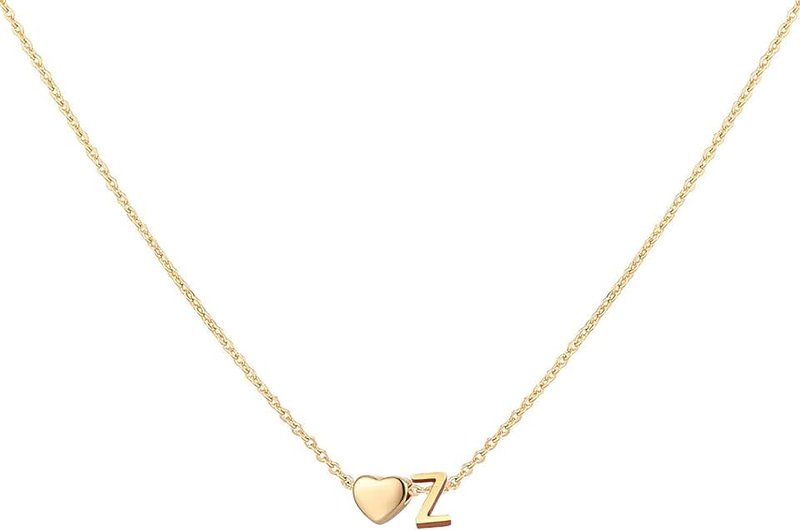 Glimmerst Glimmerst Initial Heart Necklace 18K Gold Plated Stainless Steel Tiny Heart Letter Necklace Personalized Monogram Name Necklace for Women