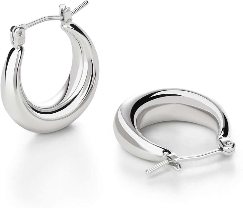 LILIE&WHITE Chunky Gold Hoop Earrings for Women Cute Fashion Hypoallergenic earrings Minimalist Jewelry Gift