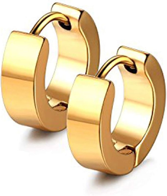 Poetic Dove 18k Gold Silver Black 4MM Stainless Steel Huggie Hoop Sleeper Earrings