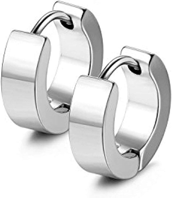 Poetic Dove 18k Gold Silver Black 4MM Stainless Steel Huggie Hoop Sleeper Earrings