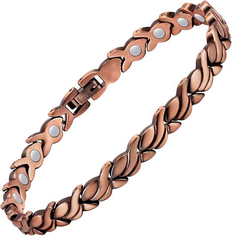 Feraco Copper Bracelet for Women 99.99% Solid Copper Magnetic Bracelets, Unique X Shape Links, Magnetic Field Therapy Jewelry Gifts