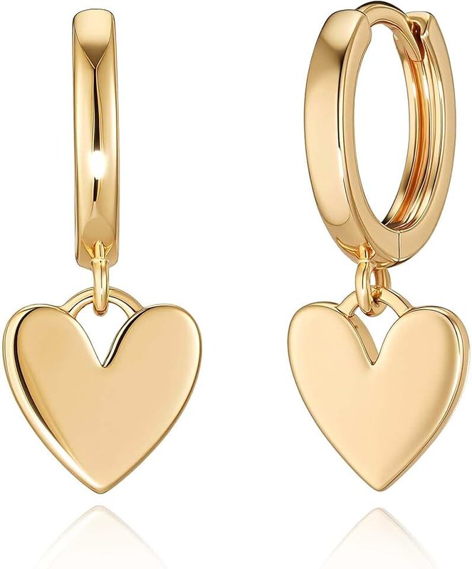 VACRONA Gold Heart Hoop Earrings Huggie Earrings for Women 14k Gold Plated Small Hoops Earrings