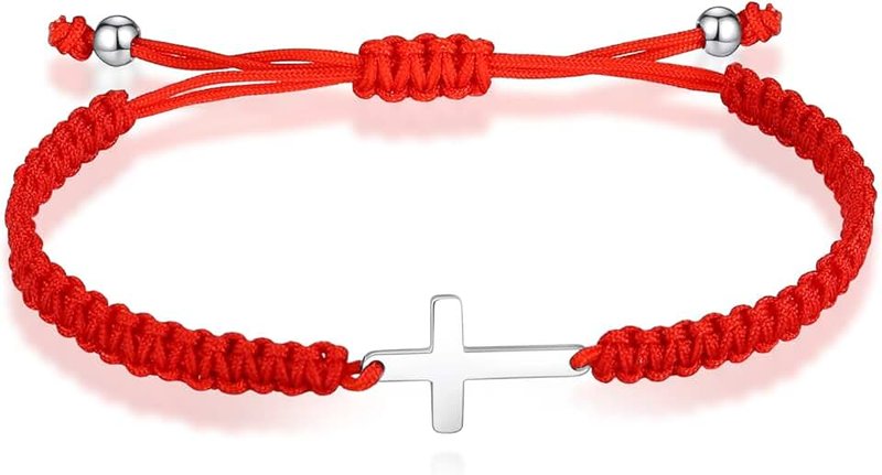 JAYUMO Cross Bracelet for Women, Ankh Cross Adjustable Nylon Rope Christian Handmade Braided Bracelet for Men Women