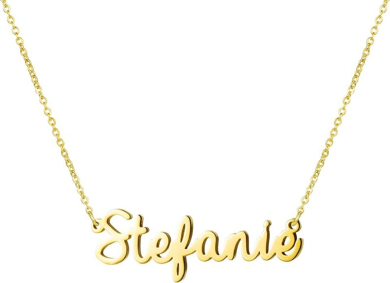 Awegift Personalized Name Necklace 18K Gold Plated New Mom Bridesmaid Gift Jewelry for Women