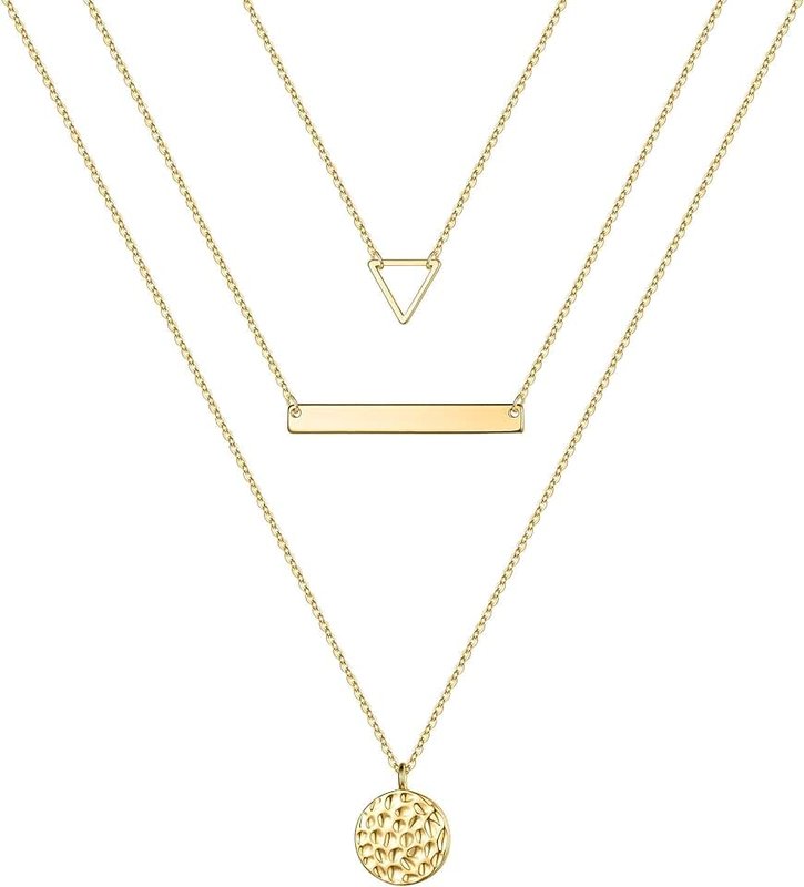 Turandoss Gold Layered Necklaces for Women - 14K Gold Plated Handmade Multilayer Bar Pearls Coin Disc Moon Butterfly Medallion Adjustable Dainty Layered Choker Necklaces for Women Jewelry