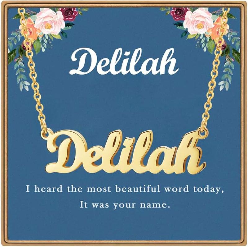 Ldurian Name Necklace Customized,18K Gold Plated Chain with Name, Personalized Jewelry Gift for Susan（with Personalized Gift Card）