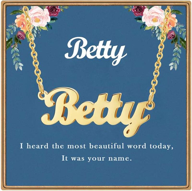 Ldurian Name Necklace Customized,18K Gold Plated Chain with Name, Personalized Jewelry Gift for Susan（with Personalized Gift Card）