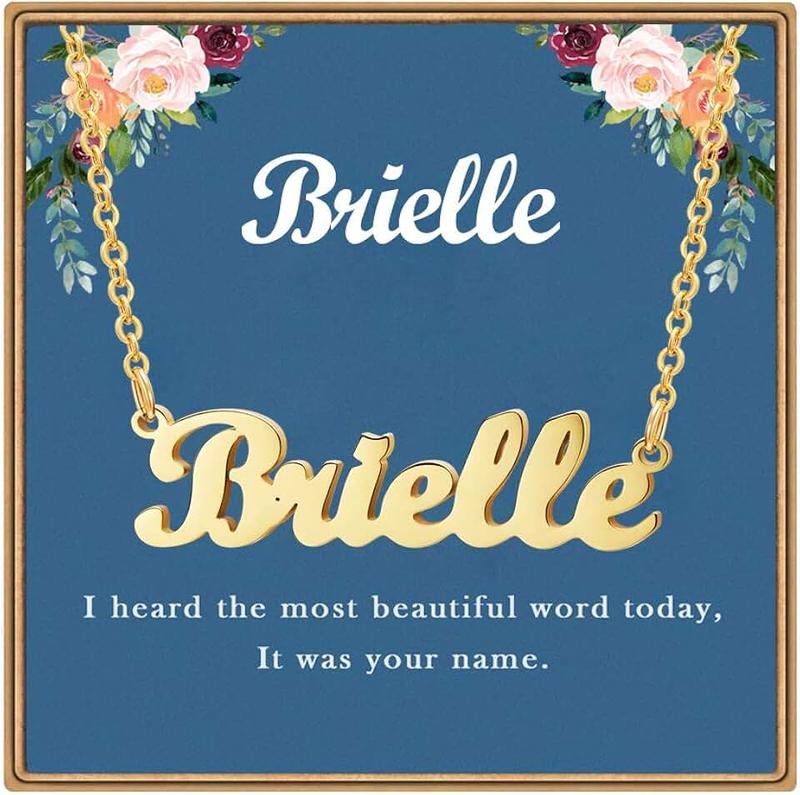 Ldurian Name Necklace Customized,18K Gold Plated Chain with Name, Personalized Jewelry Gift for Susan（with Personalized Gift Card）