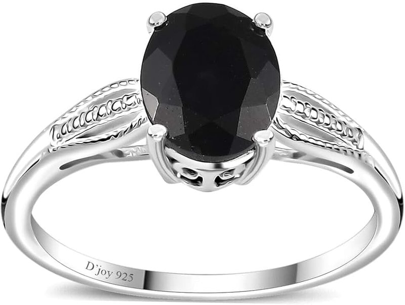 Shop LC Delivering Joy 925 Sterling Silver Oval Black Tourmaline Solitaire Ring Stylish Jewelry for Women Ct 2.3