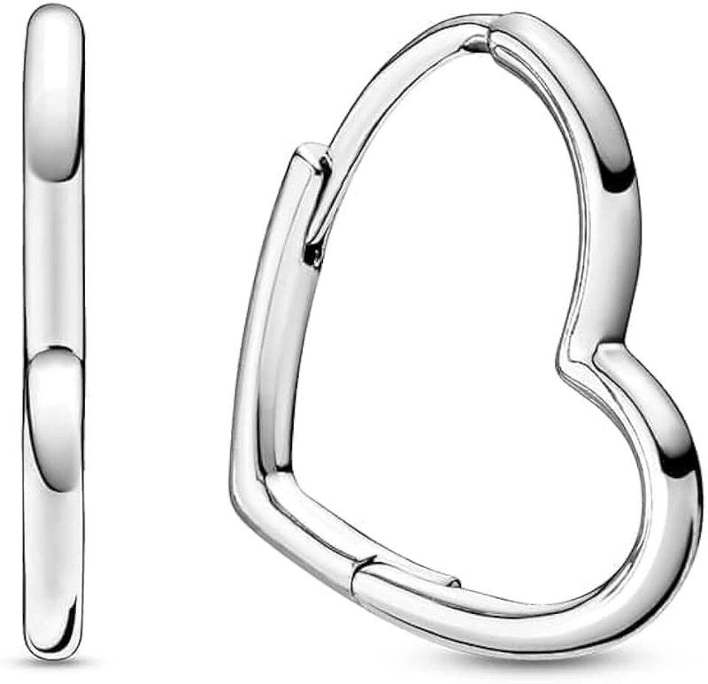 PANDORA Moments Women's Sterling Silver Asymmetrical Heart Hoop Earrings