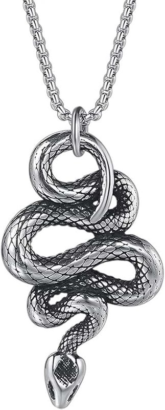 JUDE Retro Vintage Stainless Steel Snake Style Statement Cocktail Party Pendant Necklace