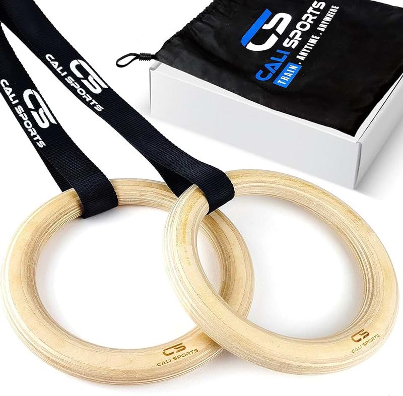 CALI SPORTS Wooden Gymnastic Rings, Calisthenics Equipment, Fitness Olympic Ring, Gymnastics equipment for home, Adults and Kids