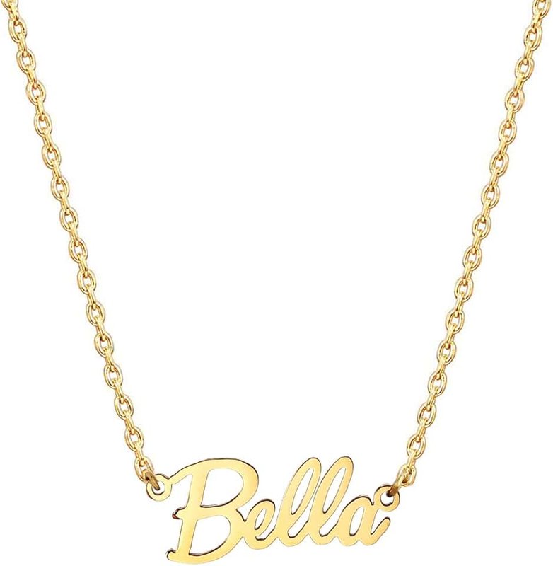 MOMOL 18K Gold Plated Stainless Steel Name Necklace Personalized Custom Name Necklace Customized Nameplate Necklace for Women