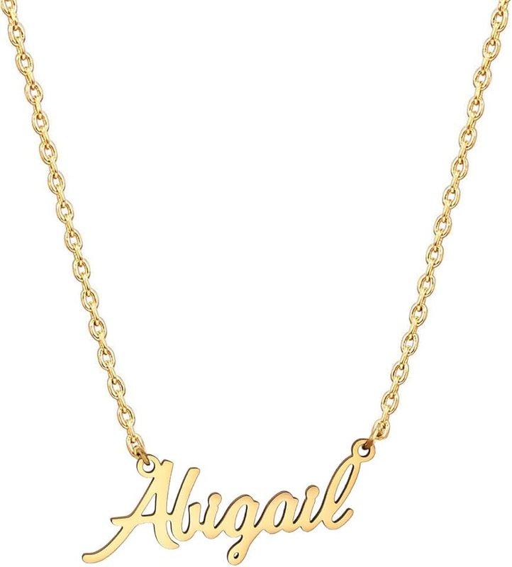 MOMOL 18K Gold Plated Stainless Steel Name Necklace Personalized Custom Name Necklace Customized Nameplate Necklace for Women