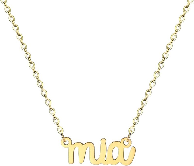 MOMOL 18K Gold Plated Stainless Steel Name Necklace Personalized Custom Name Necklace Customized Nameplate Necklace for Women