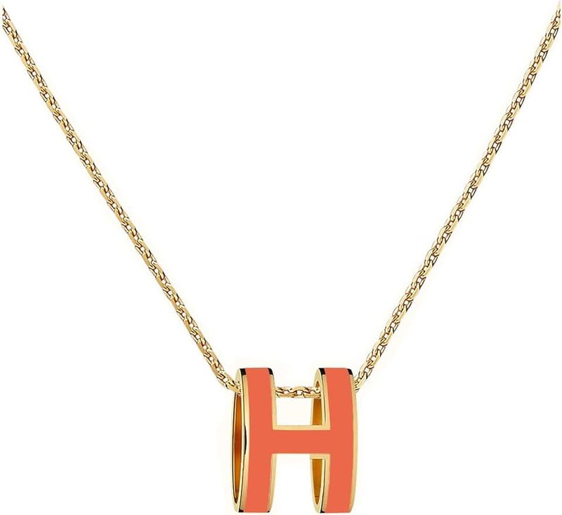 Yuangu Classic Letter Design 18K Gold Plated Girl Necklace Colorful Color Optional Women's Gift