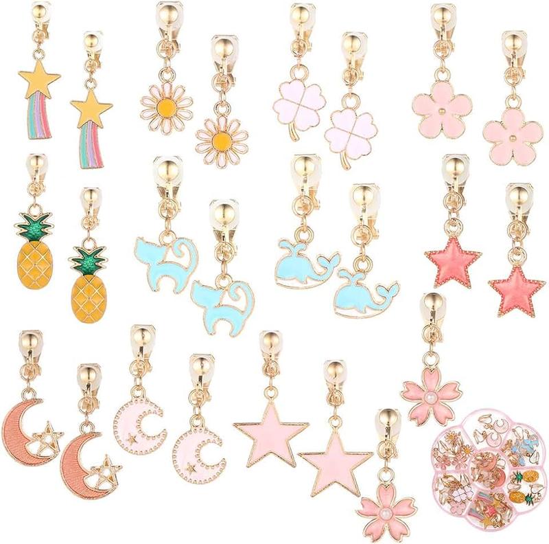 SUSSURRO 12 Pairs Clip on Earrings Dress up Princess Jewelry Accessories for Little Girls Kids Toddler Party Favors Birthdays Day Gift