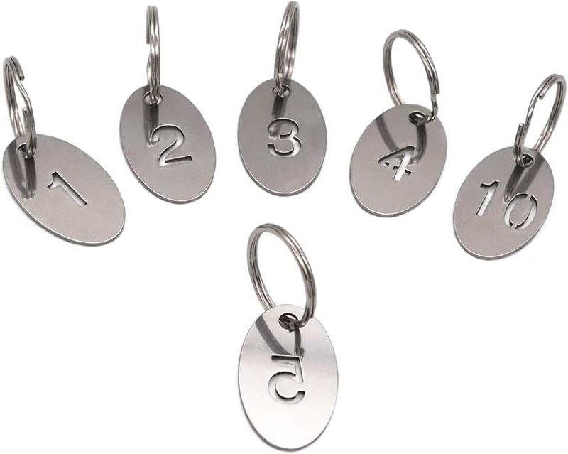 NanTun NanTun 304 Stainless Steel Oval Key Tags with Ring 10 pcs, Hollowed Number ID Tags Key Chain, Numbered Key Rings - 1 to 10