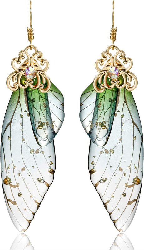 BELLA-Bee Butterfly Wing Drop Dangle Earrings Gold Plated Crystal Rhinestone for women girls wedding Jewelry