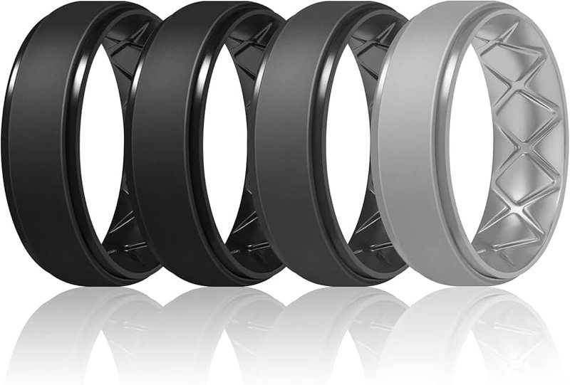 Egnaro Silicone Wedding Ring Women,Silicone Wedding Ring Thin-Silicone Stackable Rings, Wedding Bands-Stylish Pattern -Comfortable fit&Skin Safe