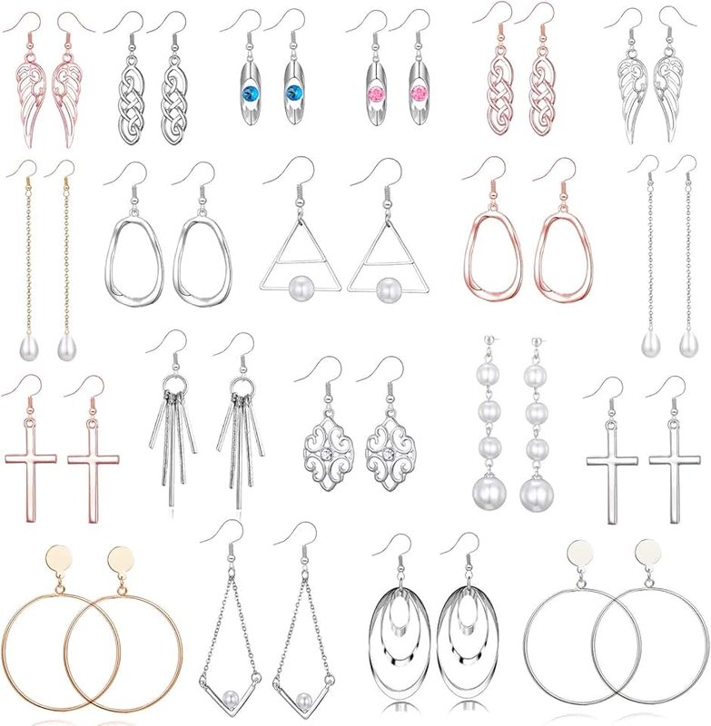 TAMHOO 10/20/26 Pairs Wholesale Earrings Dangling for women Fashion - Teens Girls Womens Dangle Earrings Set with Silver and gold Tone